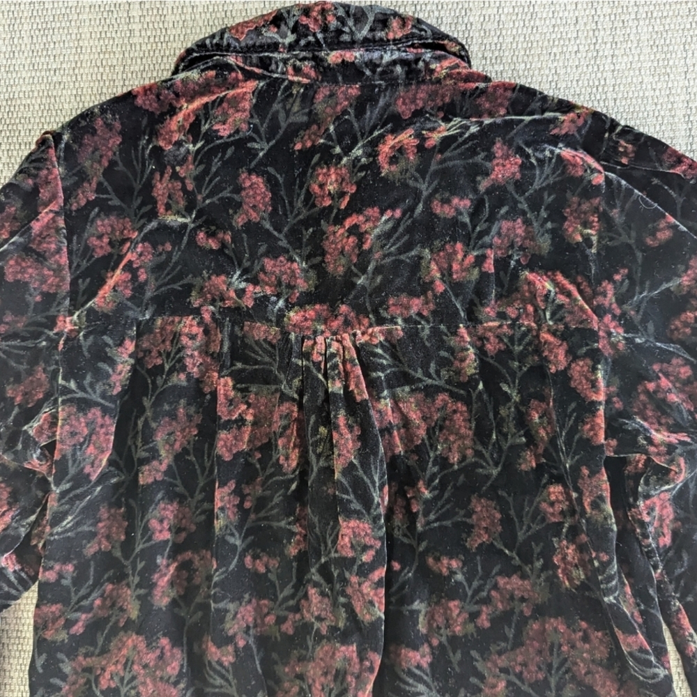 Zara printed velvet floral Charlotte blouse puff sleeve fall - Picture 7 of 13